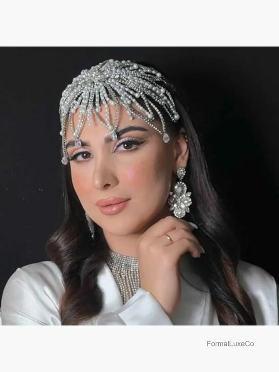 Pearl Crystal Floral Headband Wedding Hair Accessory Bridal Tiara Headpiece main image 4